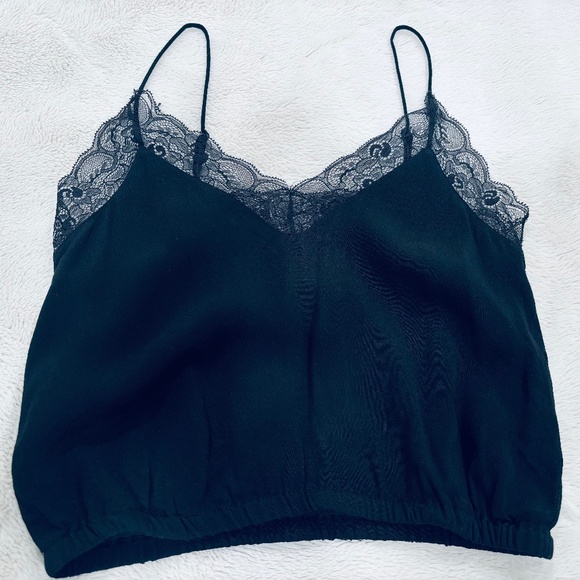 Aritzia Wilfred Free Agyness Lace Crop Tank Top – Black XXS / XSmall - Picture 1 of 3